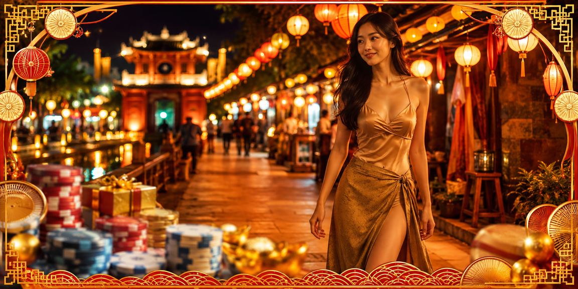 Không khí chợ đêm Hà Nội với màn hình casino betting sôi động
