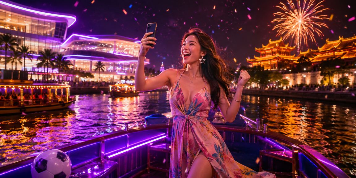 Màn hình cá cược bóng đá tại Huế với ánh đèn neon về đêm